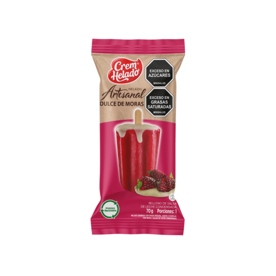 Helado artesanal mora leche cond 70gr