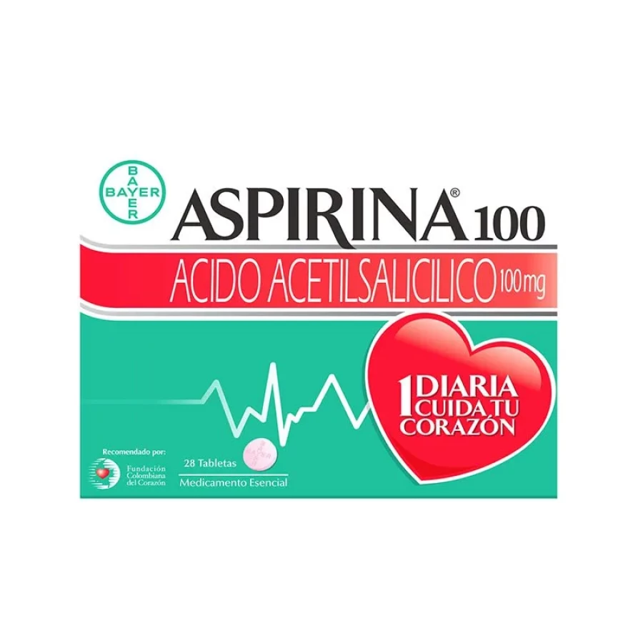 Aspirina 100 mg tableta caja x 28 tab