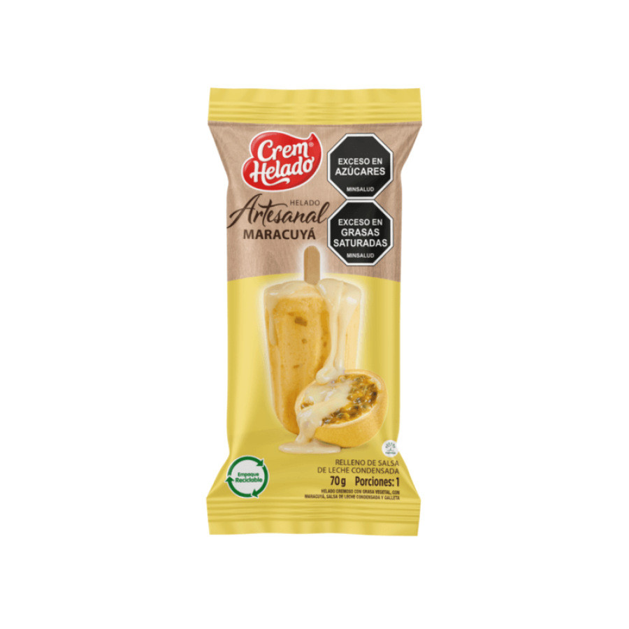 Helado artesanal crem helado maracuya unidad x 70 g