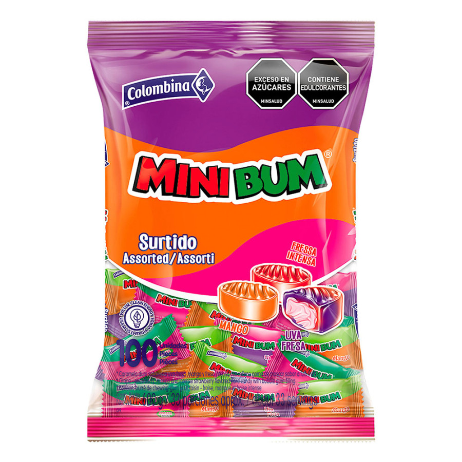 Minibum mango/fresa/uva x100 16b