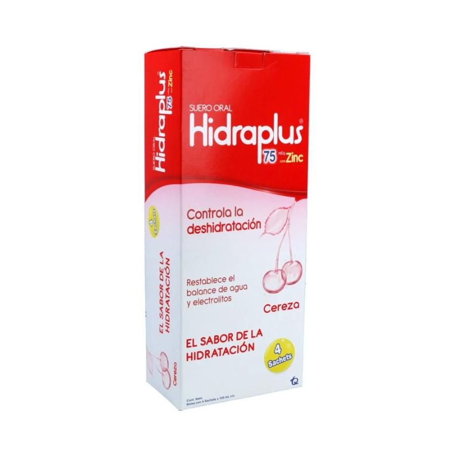 Hidraplus 75 cereza con zinc 100 ml x4 sachets