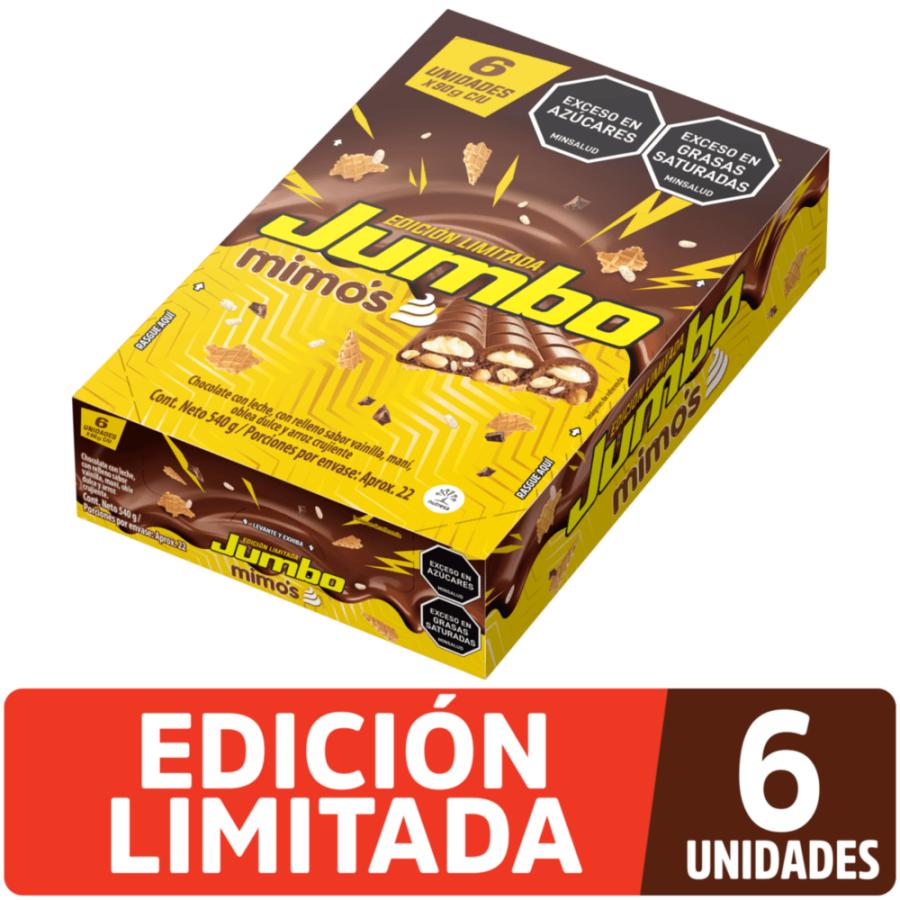 Chocolatina jumbo mimos 90 gr paquete x 6 und